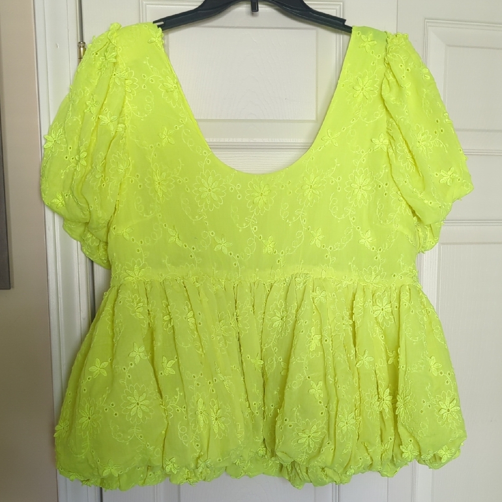 NWT neon yellow Anthropologie bubble top